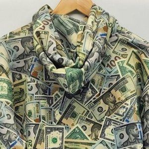 Halloween Day Usher Superbowl NFL 58 halftime show Dollar bill hoodie jacket